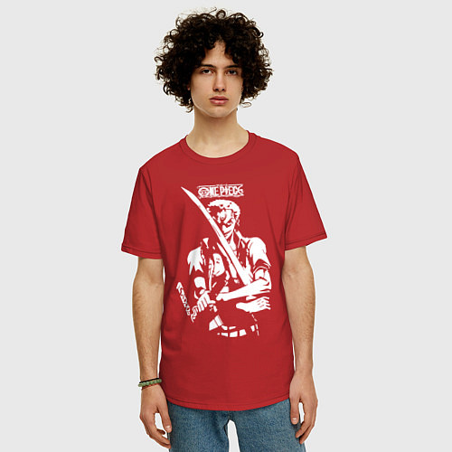 Мужская футболка оверсайз Зоро One Piece Большой куш / Красный – фото 3