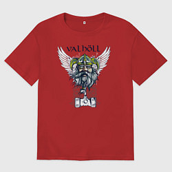 Футболка оверсайз мужская Викинг с бородой, цвет: красный