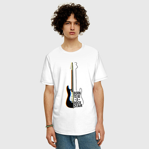 Мужская футболка оверсайз Rock star / Белый – фото 3