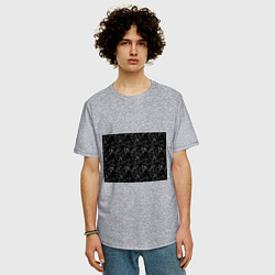 Футболка оверсайз мужская Черно-белый геометрический, цвет: меланж — фото 2