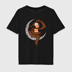 Футболка оверсайз мужская Moon Monkey, цвет: черный