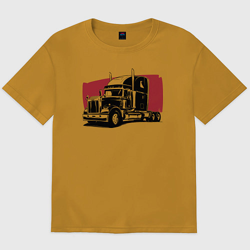Мужская футболка оверсайз Truck red / Горчичный – фото 1