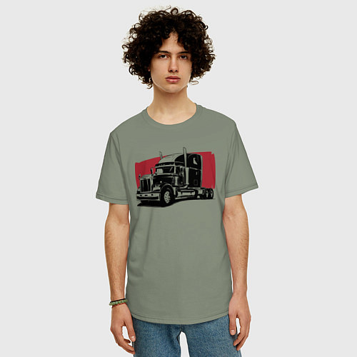 Мужская футболка оверсайз Truck red / Авокадо – фото 3