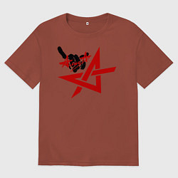 Футболка оверсайз мужская Алиса коза, цвет: кирпичный