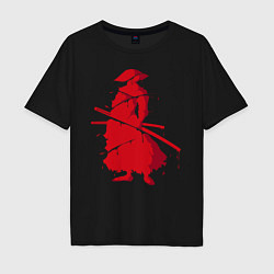Футболка оверсайз мужская Кровь самурая, цвет: черный