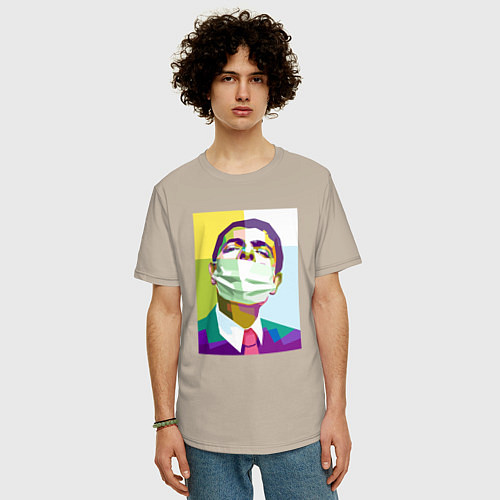 Мужская футболка оверсайз Мистер Бин / Миндальный – фото 3