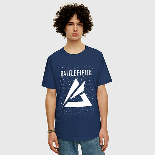 Мужская футболка оверсайз Battlefield Portal - Stars / Тёмно-синий – фото 3