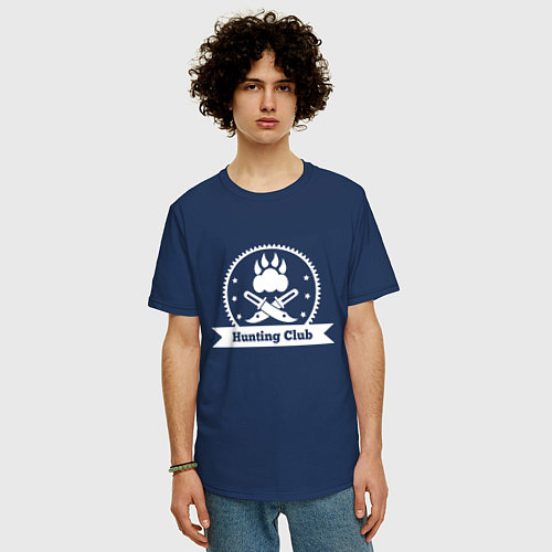 Мужская футболка оверсайз Клуб охотников / Тёмно-синий – фото 3