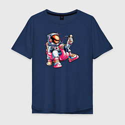 Футболка оверсайз мужская Космонавт на реклаксе, цвет: тёмно-синий