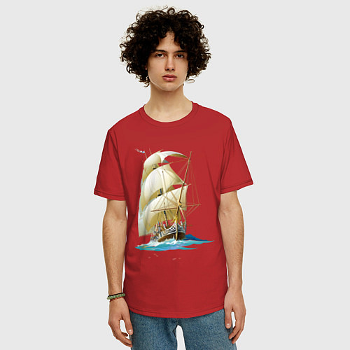 Мужская футболка оверсайз Вперед к мечте / Красный – фото 3