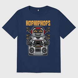 Футболка оверсайз мужская Улыбающийся робот, цвет: тёмно-синий