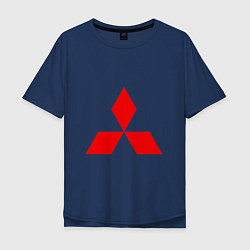 Футболка оверсайз мужская Красный логотип Митсубиси, цвет: тёмно-синий