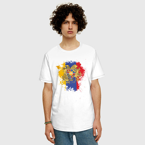 Мужская футболка оверсайз Colors of Armenia / Белый – фото 3