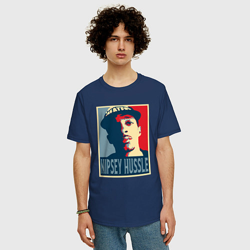 Мужская футболка оверсайз Nipsey Hussle / Тёмно-синий – фото 3