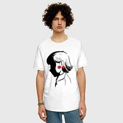 Футболка оверсайз мужская Amlie девочка Амели и черешня, цвет: белый — фото 2