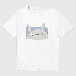 Футболка оверсайз мужская Удивленный Тоторо, цвет: белый