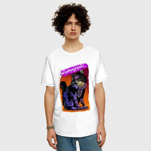 Мужская футболка оверсайз CYBERPUNK 2077 КИБЕРПАНК 207 / Белый – фото 3