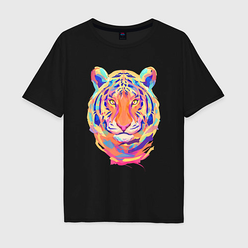 Мужская футболка оверсайз Color Tiger / Черный – фото 1