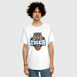 Футболка оверсайз мужская Tiger Basketball, цвет: белый — фото 2