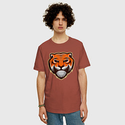 Футболка оверсайз мужская Мудрый Тигр, цвет: кирпичный — фото 2