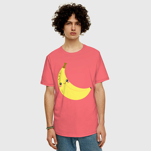 Мужская футболка оверсайз Веселый банан / Коралловый – фото 3