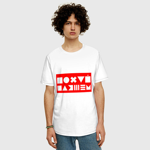Мужская футболка оверсайз Лого пофигиста / Белый – фото 3