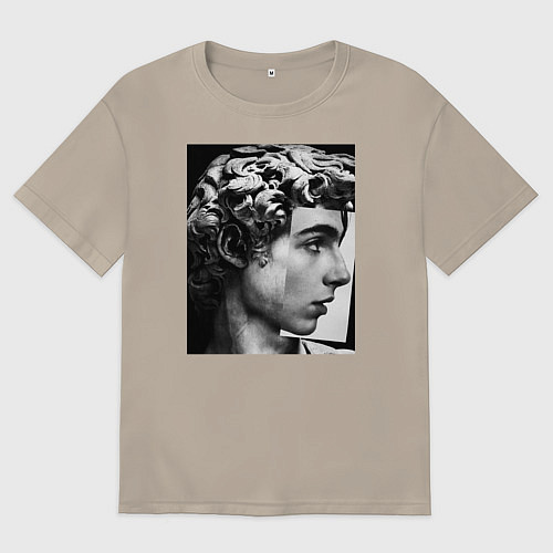 Мужская футболка оверсайз Давид Скульптура Тимоти Шаламе / Миндальный – фото 1