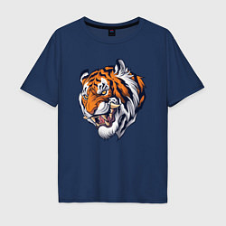 Футболка оверсайз мужская Jungle Tiger, цвет: тёмно-синий