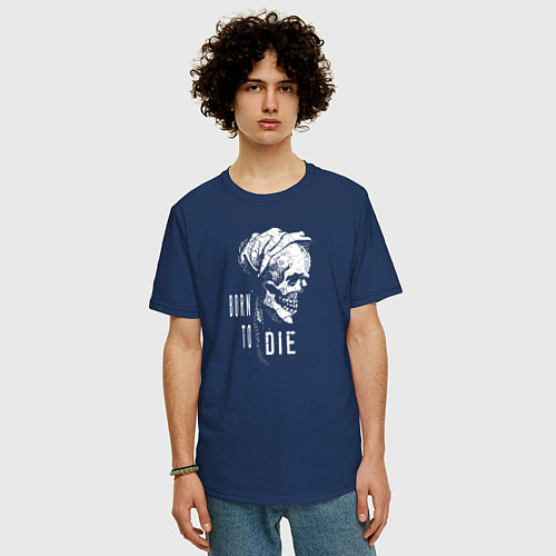 Мужская футболка оверсайз Born to die / Тёмно-синий – фото 3