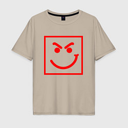 Футболка оверсайз мужская BON JOVI HAVE A NICE DAY SMILE RED FACE, цвет: миндальный