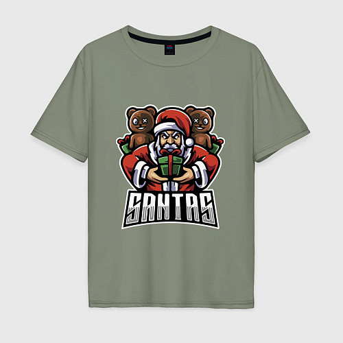 Мужская футболка оверсайз Дед Мороз и медвежата / Авокадо – фото 1