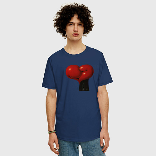 Мужская футболка оверсайз Боксерские перчатки- сердце / Тёмно-синий – фото 3