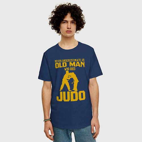 Мужская футболка оверсайз Old Man Judo / Тёмно-синий – фото 3