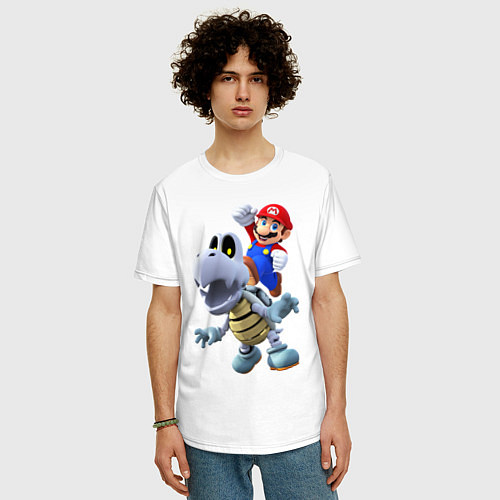 Мужская футболка оверсайз Mario hit / Белый – фото 3