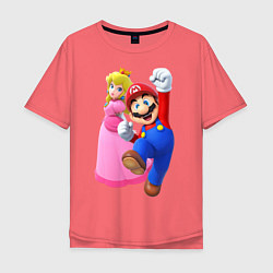 Футболка оверсайз мужская Mario Princess, цвет: коралловый