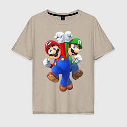 Футболка оверсайз мужская Mario Bros, цвет: миндальный