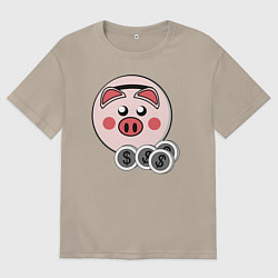 Футболка оверсайз мужская Копилка, цвет: миндальный