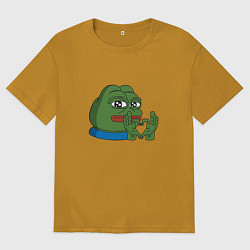 Футболка оверсайз мужская Pepe love пепе лов, цвет: горчичный