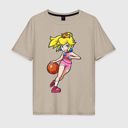 Мужская футболка оверсайз Peach Basketball / Миндальный – фото 1
