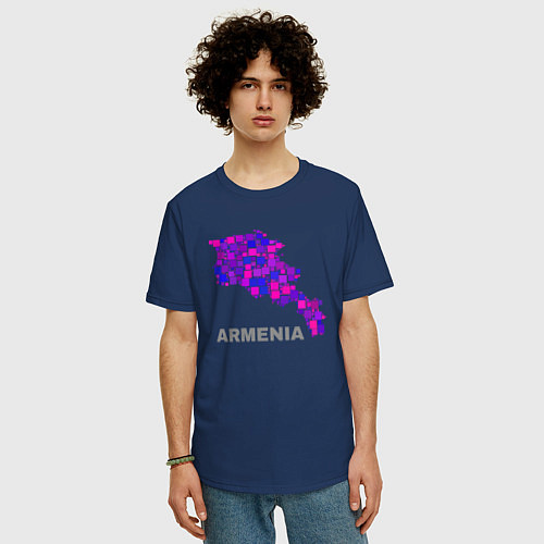 Мужская футболка оверсайз Армения Armenia / Тёмно-синий – фото 3