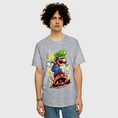 Мужская футболка оверсайз Angry Luigi / Меланж – фото 3
