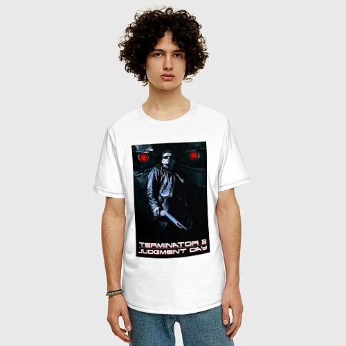 Мужская футболка оверсайз Terminator JD / Белый – фото 3