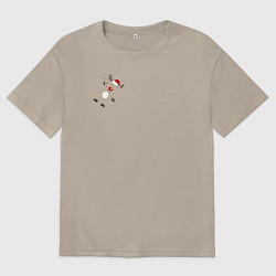 Футболка оверсайз мужская Новогодний Олень!, цвет: миндальный