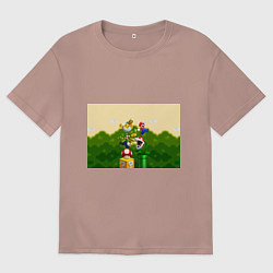 Футболка оверсайз мужская Mario Coins, цвет: пыльно-розовый