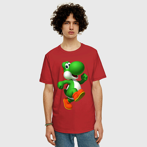 Мужская футболка оверсайз 3d Yoshi / Красный – фото 3