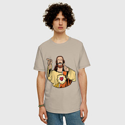 Футболка оверсайз мужская Dogma - smile Jesus like, цвет: миндальный — фото 2