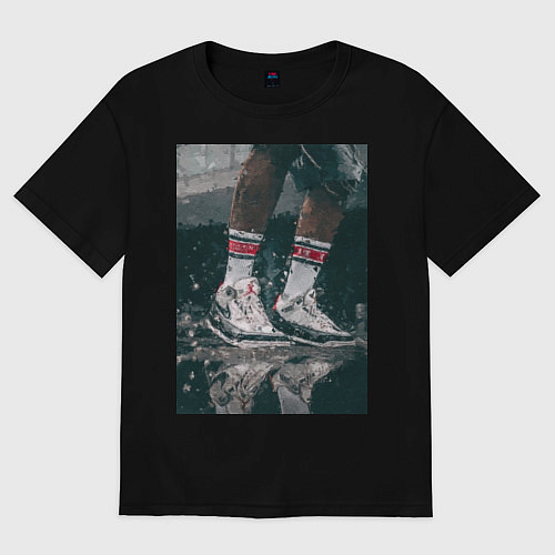 Мужская футболка оверсайз Air jordan painting / Черный – фото 1