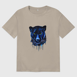 Футболка оверсайз мужская Голова пантеры потекшая краска, цвет: миндальный