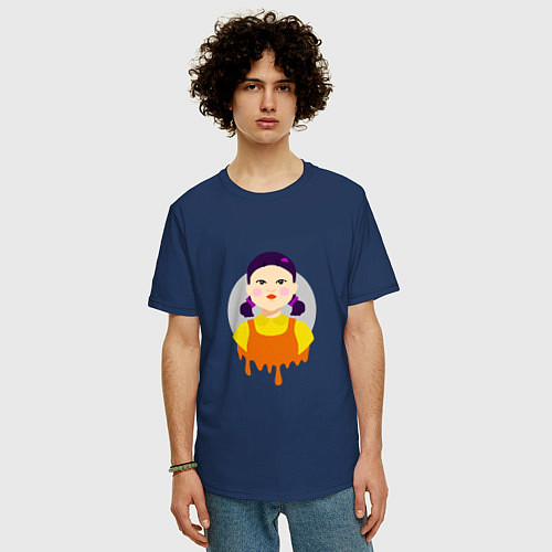 Мужская футболка оверсайз Игра в кальмара: Кукла / Тёмно-синий – фото 3