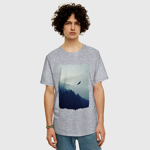 Мужская футболка оверсайз ОРЁЛ НАД ЛЕСОМ EAGLE / Меланж – фото 3